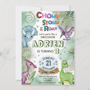 Dinosaur Roar Anniversaire Fête Invitation