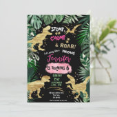 Dinosaur Roar Birthday Party Kaart (Staand voorkant)