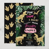 Dinosaur Roar Birthday Party Kaart (Voorkant / Achterkant)