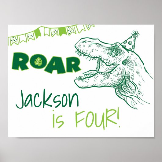 Dinosaur Roar Birthday Sign Poster (Voorkant)