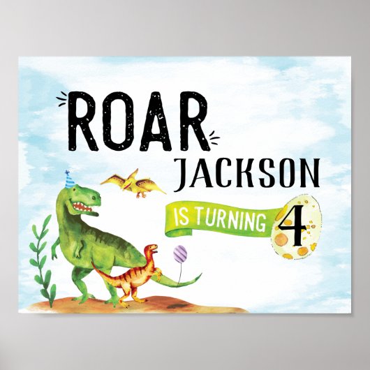Dinosaur Roar Birthday Sign Poster (Voorkant)