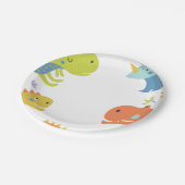 Dinosaur Roar Boys Birthday Blue Papieren Bordje (Gekanteld)