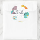 Dinosaur Roar Boys Verjaardag Blauw Ronde Sticker (Tas)