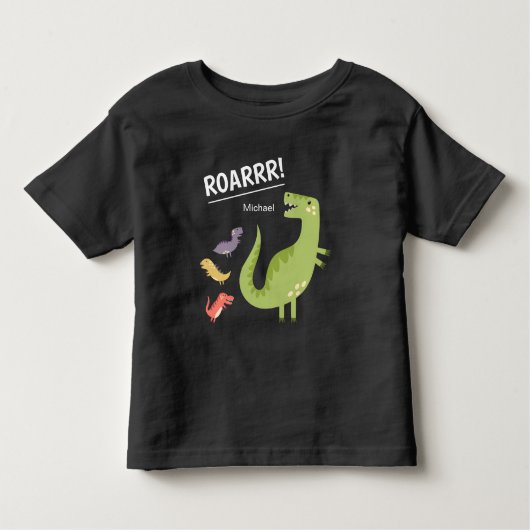 Dinosaur Roar Green Monogrammed Kind Boy Kinder Shirts (Voorkant)