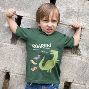 Dinosaur Roar Green Monogrammed Kind Boy T-shirt