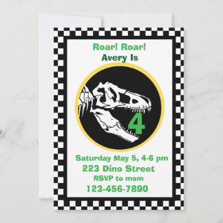 Dinosaur Roar Kids Birthday Party Invitation