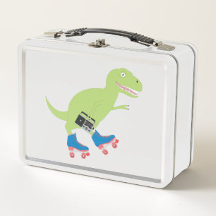 Dinosaur Roller Skating Holding Radio