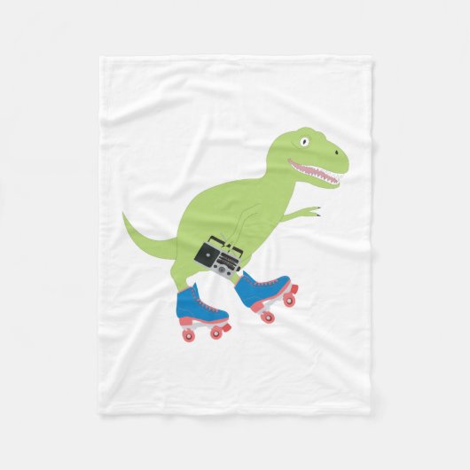 Dinosaur Roller Skating Holding Radio Fleece Deken (Voorkant)