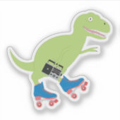 Dinosaur Roller Skating Holding Radio Sticker (Voorkant)