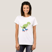 Dinosaur Roller Skating Holding Radio T-shirt (Voorkant volledig)
