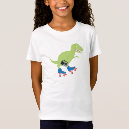 Dinosaur Roller Skating Holding Radio T-shirt (Voorkant)