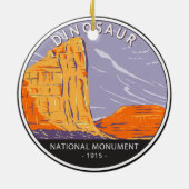 Dinosaur  rondleiding nationaal monument keramisch ornament (Achterkant)