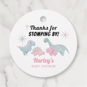 Dinosaur roze Baby shower dat door Bedankjes Labels (Voorkant)