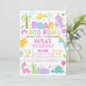 Dinosaur rugit dans quatre Invitation de 4e annive (Debout devant)