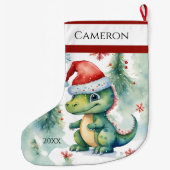 Dinosaur Santa Hat Grote Kerstsok (Achterkant)