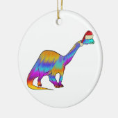 Dinosaur Santa Rainbow-kleuren Keramisch Ornament (Links)