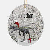 Dinosaur Santa Raptor Velociraptor Keramisch Ornament (Links)