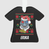 Dinosaur Santa T-Rex Ugly Kerstmis Ornament (voorkant)