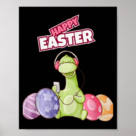 Dinosaur Say Happy Easter Premium Tri-blend  Poster (Voorkant)