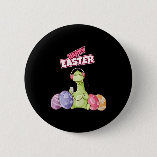 Dinosaur Say Happy Easter Premium Tri-blend  Ronde Button 5,7 Cm (Voorkant)