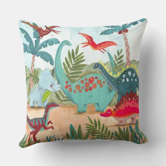 Dinosaur schattig prehistorisch oerwoud kind kussen (Achterkant)