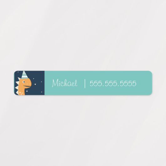 Dinosaur School Class Lunch Naam Nummer Labels (Design 1)