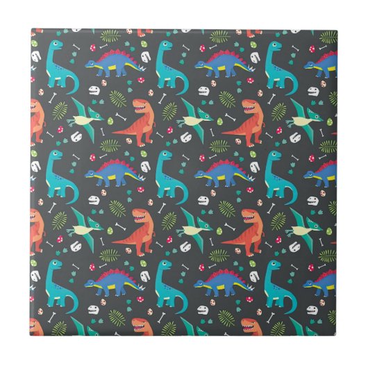 Dinosaur Seamless Pattern, Dinosaur Seamless Patte Tegeltje (Voorkant)