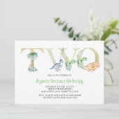 Dinosaur Second Birthday Invitation Kaart (Staand voorkant)