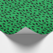 Dinosaur Silhouettes over Green Cute Gift Wrap Cadeaupapier (Hoek)