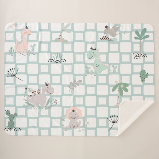 Dinosaur Simple Scandinavian Child Design Sherpa Deken (Voorkant (horizontaal))