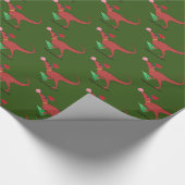 Dinosaur Skater Santa Hat Cadeaupapier (Hoek)