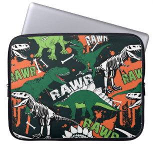 Dinosaur skelet. grijppatroon laptop sleeve