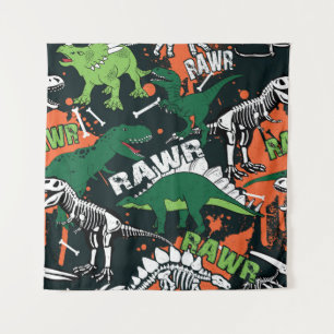 Dinosaur skelet.  grijppatroon wandkleed
