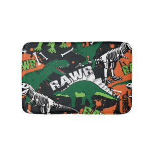 Dinosaur skelet, grunge naadloos patroon. badmat
