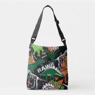 Dinosaur skelet, grunge naadloos patroon. crossbody tas