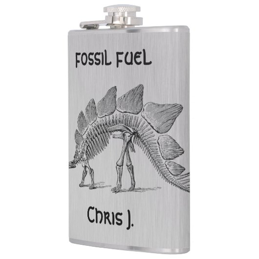 Dinosaur Skeleton Fossil Fuel on Aluminium Design Heupfles (Links)