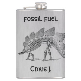 Dinosaur Skeleton Fossil Fuel on Aluminium Design Heupfles