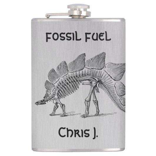 Dinosaur Skeleton Fossil Fuel on Aluminium Design Heupfles (Voorkant)