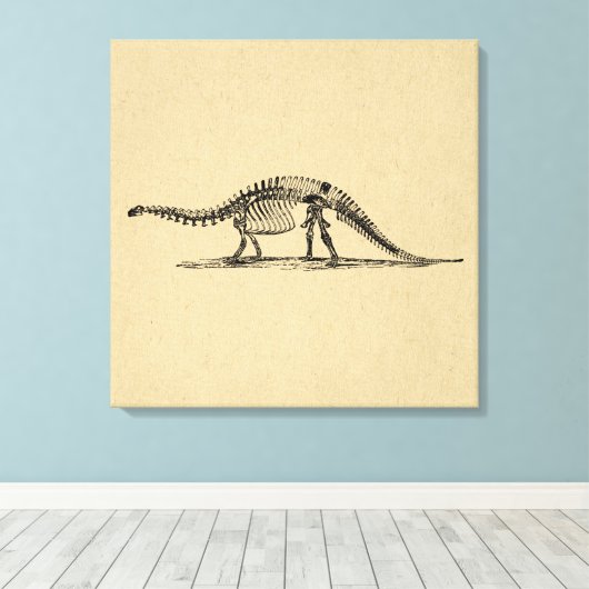 Dinosaur Skeleton  kunst Canvas Afdruk (Insitu (Houten vloer))
