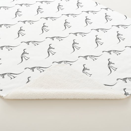 Dinosaur Skeletons Pattern CUSTOM ACHTERGROUND COL Sherpa Deken (3/4)