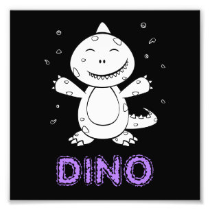 Dinosaur - Sketched Art Animal in zwart-wit Foto Afdruk