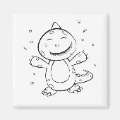 Dinosaur - Sketched Art Animal in zwart-wit Magneet (Voorkant)
