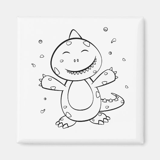 Dinosaur - Sketched Art Animal in zwart-wit Magneet (Voorkant)