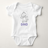 Dinosaur - Sketched Art Animal in zwart-wit Romper (Voorkant)