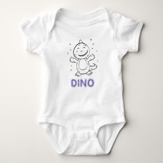 Dinosaur - Sketched Art Animal in zwart-wit Romper (Voorkant)