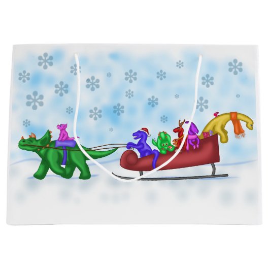 Dinosaur Sleigh Ride Large Cadeauzakje (Voorkant)