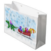 Dinosaur Sleigh Ride Large Cadeauzakje (Voorkant Gekanteld)