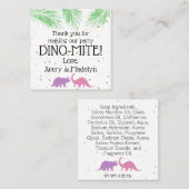 Dinosaur Soap Party Favor 2-zijdige Hang Labels (Voorkant / Achterkant)