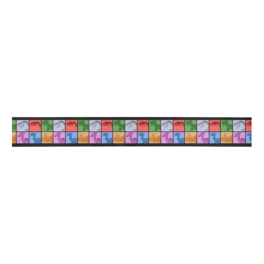 Dinosaur Squares Grosgrain Lint (Voorkant)
