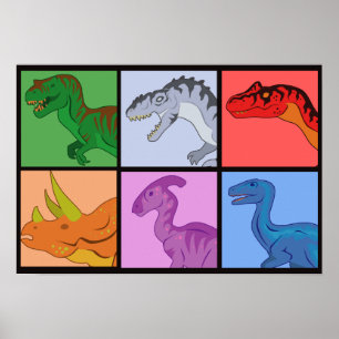 Dinosaur Squares Poster